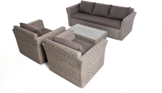 KS3C2T-4-SET-TW gray "Капучино" лаунж-зона из искусственного ротанга (гиацинт), цвет серый 4SIS арт.УТ-00004224