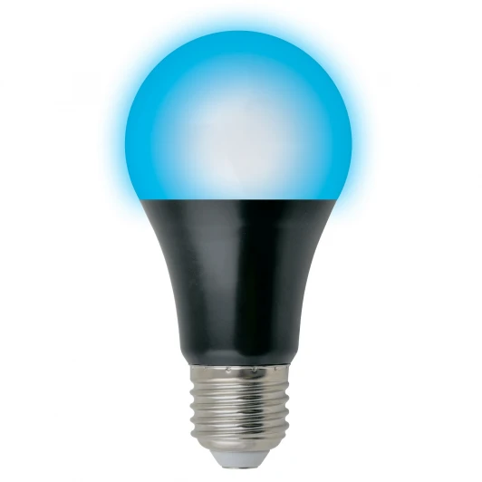 LED-A60-9W/UVAD/E27/FR PLZ07BK Лампочка светодиодная шар синяя E27 9W Uniel LED-A60-9W/UVAD/E27/FR PLZ07BK