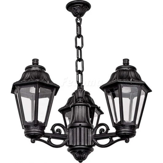 E22.120.S30.AXE27 Люстра подвесная уличная Fumagalli Sichem Anna, 3 плафона, черный с прозрачным