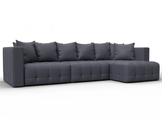 129917 Диван угловой Лига-052 НПБ Лонг угол универсальный (ЛДСП,Брус,Фанера/Пластик/Экокожа/Серый) Лига Диванов 129917