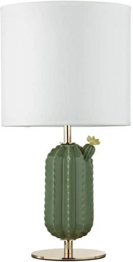 5425/1T Настольная лампа Odeon Light Cactus 5425/1T золотой/зеленый/белый/металл/керамика/ткань E27 1*60W (220V, выключатель, круглые)