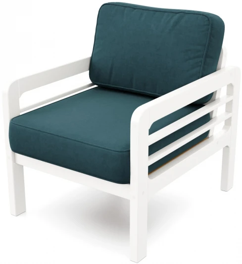 211003 Кресло Arsko Бергер белая эмаль велюр голубой