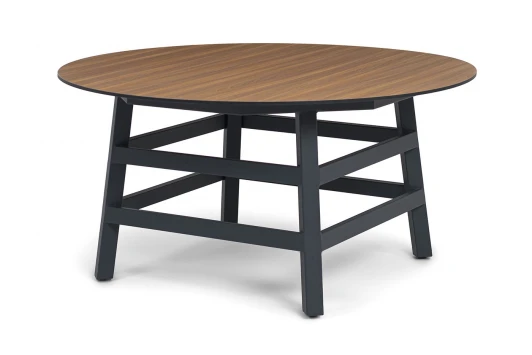 OAK-D160-H75-St-RIO(R7024SH)-4sis "Рио" стол из HPL круглый Ø160см, H75, цвет столешницы "дуб" 4SIS OAK-D160-H75-St-RIO(R7024SH)-4sis