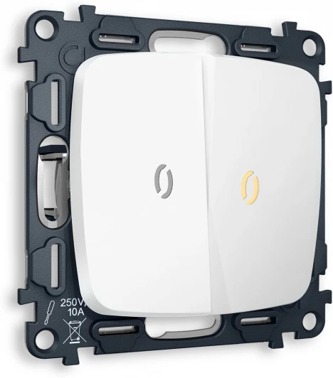 MO124010 Комплект механизма Ambrella Volt 2-клавишного выключателя с подсветкой 3200K OMEGA MO124010 Белый матовый QUANT