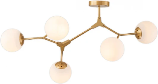 642/5PL Потолочная люстра на штанге Escada Bliss 642/5PL 5х60Вт E27, металл/стекло, золото шампань (220V, шарики)