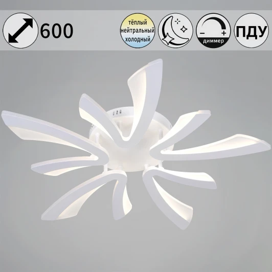 59090-0.3-05 WH Потолочная люстра светодиодная на штанге с пультом с регулировкой цветовой температуры, яркости и с ночным режимом Reluce 59090-0.3-05 WH