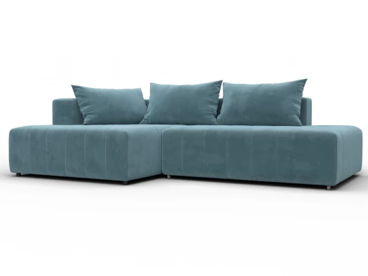134815L Диван угловой Лига-103 НПБ угол левый (ДСП,Брус,Фанера,Велюр/Бирюзовый) Лига Диванов 134815L