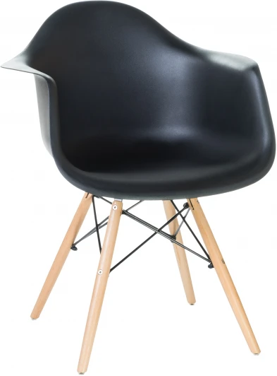 620PP-LMZL DAW, цвет сиденья черный, цвет основания светлый бук Стул обеденный DAW (ножки светлый бук, цвет сиденья чёрный)