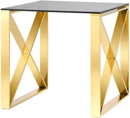 УТ000004649 Журнальный стол Stool Group 55*55 КРОСС золото стекло smoke УТ000004649