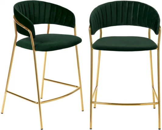 FR 0908P Комплект из 2-х стульев полубарных Turin зеленый с золотыми ножками Bradexhome арт.FR 0908P