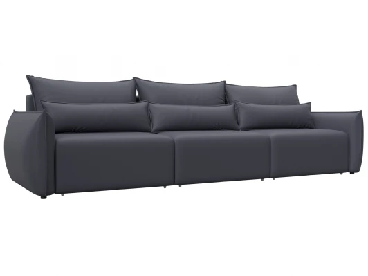 129885 Диван прямой Лига-051 НПБ Лонг (ЛДСП,Брус,Фанера/Пластик/Экокожа/Серый) Лига Диванов 129885