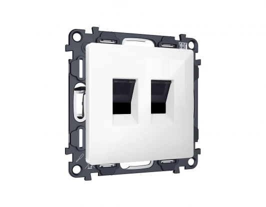 MA112110 Комплект механизма двойной Ethernet RJ-45 розетки с автоматической защитной шторкой встраиваемый (белый глянец) Ambrella Volt QUANT MA112110