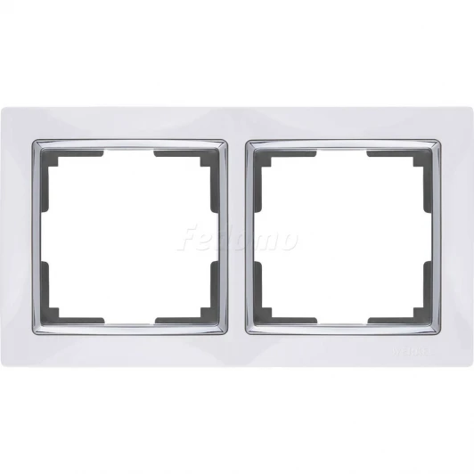 WL03-Frame-02-white Рамка на 2 поста Werkel Snabb, белый с хромом