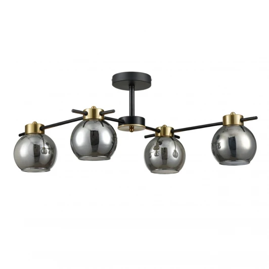 8059/4C Потолочная люстра на штанге Lumion Emina 8059/4C черный, медь/дымчатый металл/стекло E27 4*60W 220V