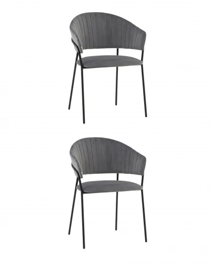 УТ000042873 Стул Бруно NEW велюр серый, опора черный муар (набор 2 шт) Stool Group УТ000042873