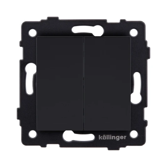 REA-S-007BM Выключатель 2-клавишный 10А/250В черный матовый Kollinger REA-S-007BM для Aspekt, Eleganz, Reflex
