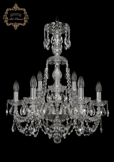 11.11.6+3.195.XL-67.Cr.Sp Подвесная люстра Art Classic 11.11 11.11.6+3.195.XL-67.Cr.Sp (220V, хрусталь, на цепи, подсвечник, свеча)