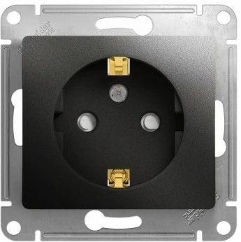 GSL000745 Розетка встраиваемая с заземлением и шторками (антрацит) Systeme Electric Glossa GSL000745