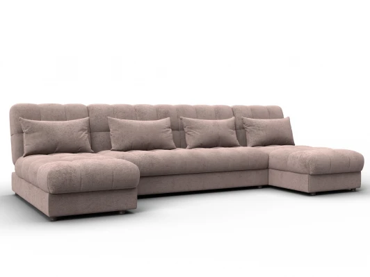 137310 Диван П-образный Лига-116 НПБ (ДСП,ЛДСП,Велюр/Бежевый) Лига Диванов 137310