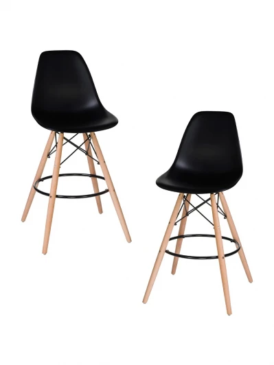 SET-2 638GPP-LMZL DSW BAR Набор 2 шт Стул барный DOBRIN DSW BAR (ножки светлый бук, цвет сиденья чёрный (B-03))