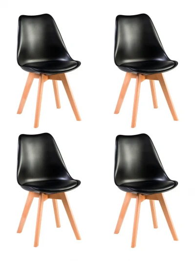 LMZL-PP635-N_LB-TR_P-B-03 Набор 4 шт стул обеденный DOBRIN JERRY SOFT (ножки светлый бук, цвет сиденья чёрный (B-03))