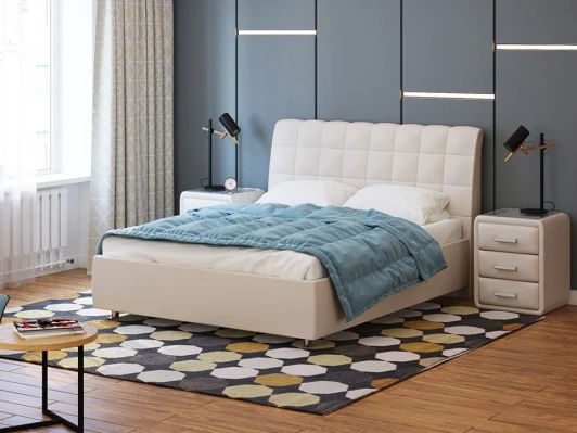 1909854 PROxSON Кровать Volumo без основания (Ткань: Рогожка Savana Milk (молочный)) 200x200