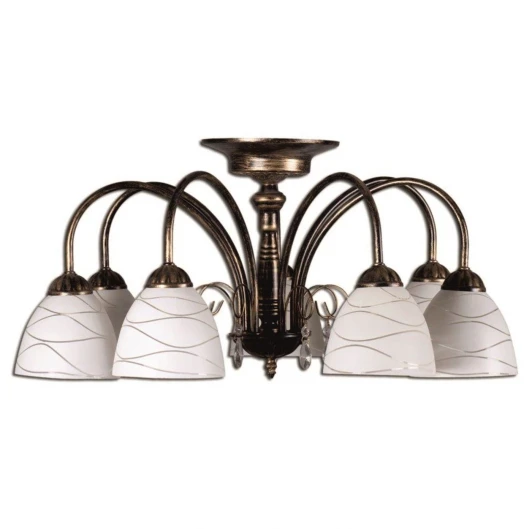 S9115-6 Люстра потолочная Day&Night, 6 плафонов, черный с золотом, белым и прозрачным