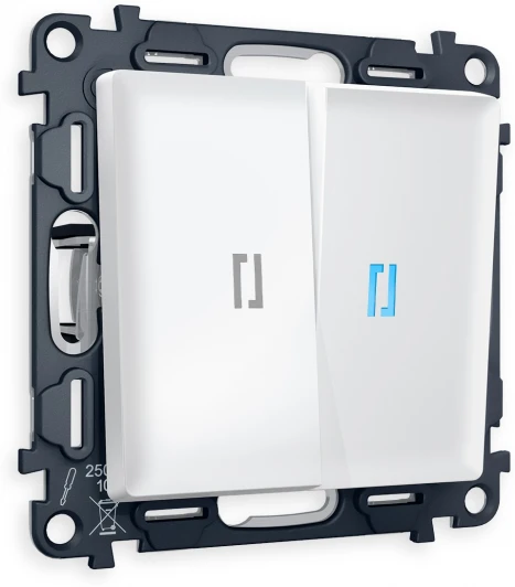 MA124020 Комплект механизма Ambrella Volt 2-клавишного выключателя с подсветкой 10000K ALFA MA124020 Белый матовый QUANT