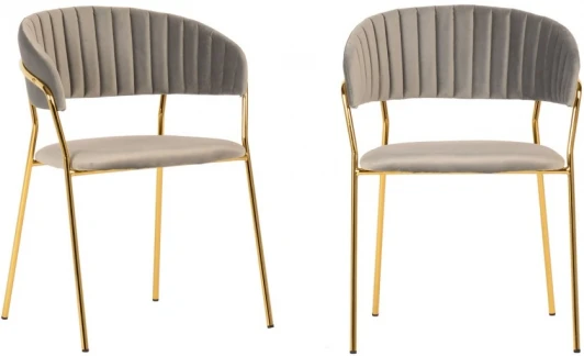 FR 0392P Комплект из 2-х стульев Bradexhome Turin латте, золотые ножки