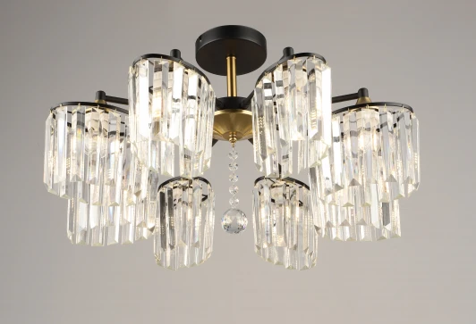 000080211 Потолочная люстра на штанге SL7884-8 BK+FGD Мелодия Света SL1N 000080211