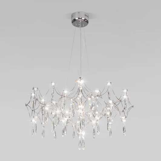 443/1 хром Подвесной светодиодный светильник с хрусталем и регулировкой цветовой температуры Bogate's Tense 443/1 хром (220V, подвески, пульт управления, на тросе)
