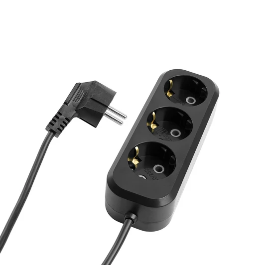 50418 Удлинитель 3-х местный без заземления 2 метра (черный) Stekker Home 50418