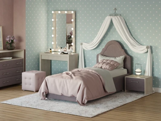 1925055 PROxSON Кровать Эльза (Ткань: Рогожка Тетра Слива) 90x200