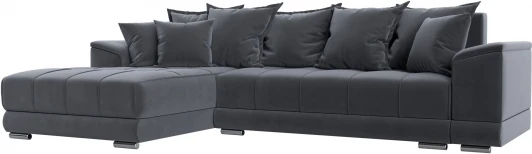 121110L Диван угловой НордСтар левый угол (Серый/Велюр) Лига Диванов арт.121110L