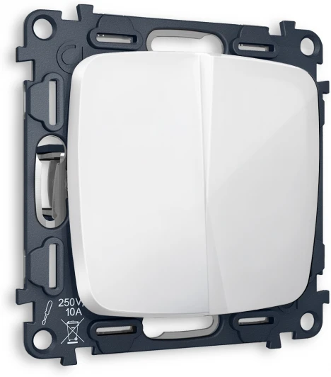 MO103020 Выключатель двухклавишный проходной (белый глянец) Ambrella Volt QUANT MO103020