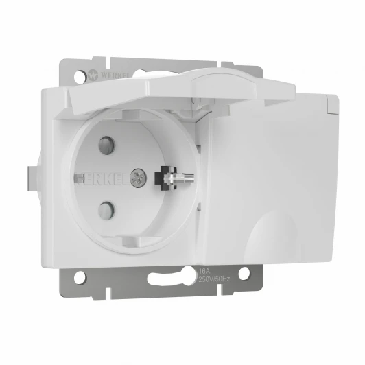 W1172201 Розетка двойная влагозащ. с зазем. с защит. крышками и шторками (белый) Werkel W1172201 (a057276)