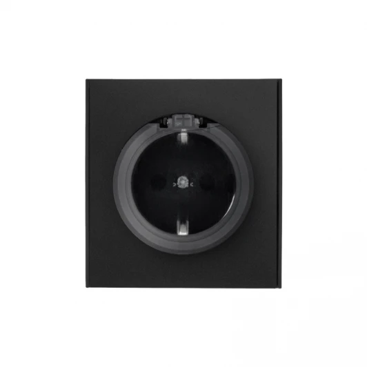 KR-78-0702-5 Розетка 1-ая с/з с/у, со шторками и крышкой 16А антрацит Kranz Strong KR-78-0702-5