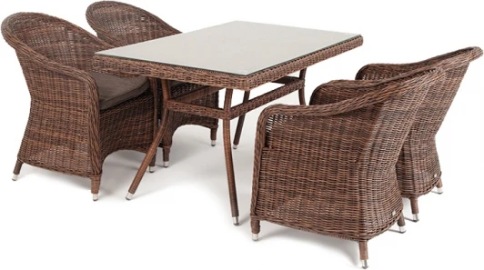 LCR4T-5-SET brown "Латте–140 R" обеденная группа плетеная, цвет коричневый 4SIS арт.УТ-00002189