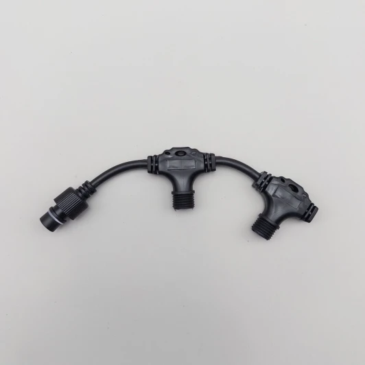 LLR2-1 Разветвитель 2-х лучевой для Бахромы, Занавесов и Нитей 220В без возможности управления, Провод Черный Каучук, IP65 Laitcom LLR2-1