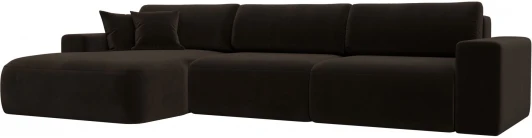 121383L Диван угловой Лига-036 НПБ Классик Лонг левый угол (Коричневый/Микровельвет) Лига Диванов арт.121383L
