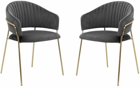 HSBI_DC114_grey_2 Набор из 2 стульев Whispered Enchantment Hesby (Металл/Велюр, Серый) арт.HSBI_DC114_grey_2