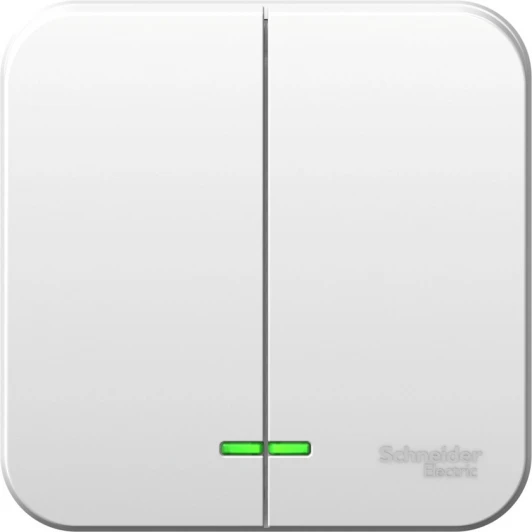 BLNVA065121 Выключатель накладной двухклавишный с подсветкой (белый) Systeme Electric Blanca BLNVA065121