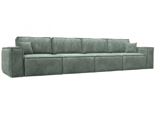 130296 Диван прямой Лига-081 НПБ МегаЛонг (ДСП/Пластик/Велюр/Зеленый) Лига Диванов 130296