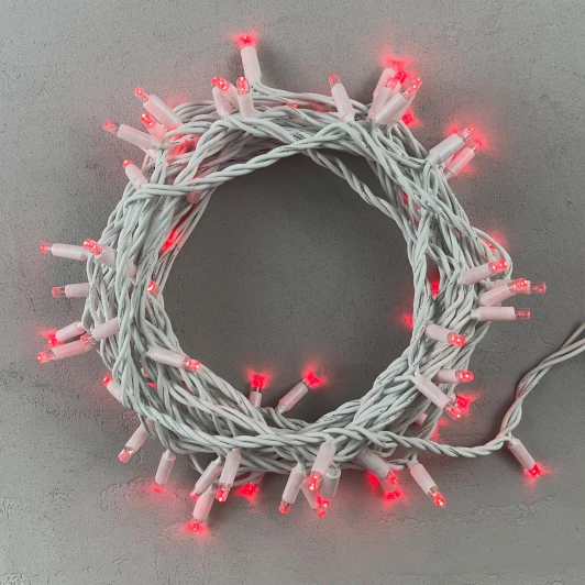 LL75-8-1R Гирлянда Нить 10м красная 24В, 75 LED, провод белый каучук, IP65 Laitcom LL75-8-1R