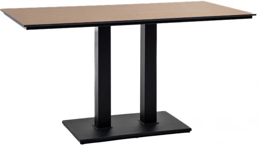 OAK-140-70-M500 "Каффе" обеденный стол из HPL 140х70см, цвет "дуб", подстолье двойное черное чугун 4SIS арт.УТ-00008577