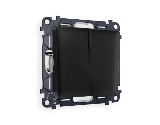 MA803030 Комплект механизма двухклавишного перекрестного выключателя встраиваемый (черный матовый) Ambrella Volt QUANT MA803030