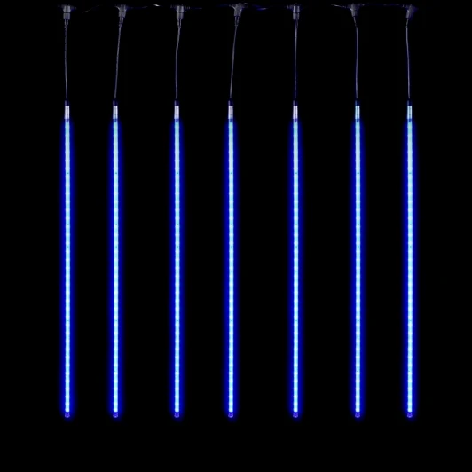 CCL720-10-1B Гирлянда Тающие Сосульки 10шт по 80см, 24В, 720 Синих Светодиодов, Провод Черный ПВХ, IP55