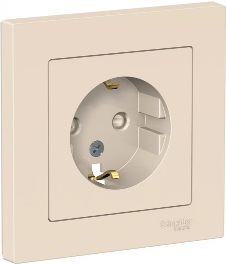 ATN000244 Розетка встраиваемая с заземлением и шторками (бежевый) Systeme Electric AtlasDesign ATN000244
