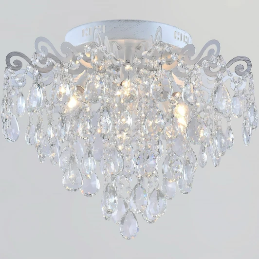 04033-0.3-06 WH+SILVER PN Потолочная люстра хрустальная Reluce 04033-0.3-06 WH+SILVER PN (220V)