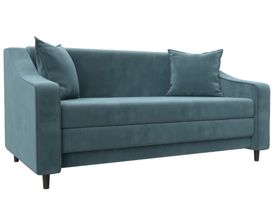 129764 Диван прямой Лига-071 (ЛДСП,Брус,Фанера/Дерево/Велюр/Бирюзовый) Лига Диванов 129764